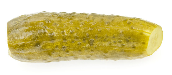 Pickled cucumbers isolated on white background. marinated pickles. salted cucumbers close up
