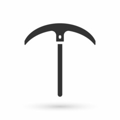 Grey Pickaxe icon isolated on white background. Vector