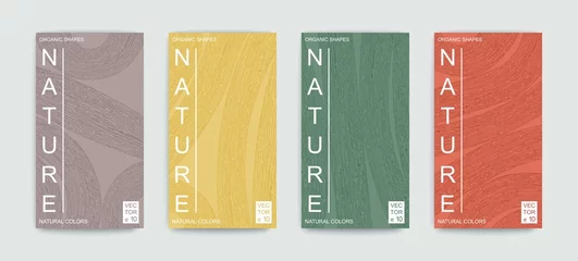 Poster Set of covers with pattern of organic lines and shapes. Natural texture of vegetative lines. Minimalistic trendy style. Vector templates © poleshuki