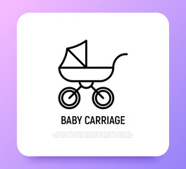 Fototapeta na wymiar Baby carriage thin line icon. Modern vector illustration.