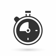 Grey Stopwatch icon isolated on white background. Time timer sign. Chronometer sign. Vector