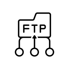 Black line icon for ftp protocol