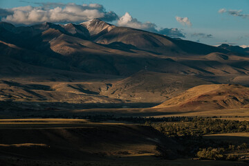 The unique landscape of the Martian Mountains in summer in Altai