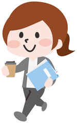 二頭身_歩くスーツの女性