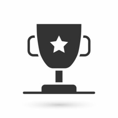 Grey Award cup icon isolated on white background. Winner trophy symbol. Championship or competition trophy. Sports achievement sign. Vector