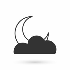 Grey Moon and stars icon isolated on white background. Cloudy night sign. Sleep dreams symbol. Full moon. Night or bed time sign. Vector