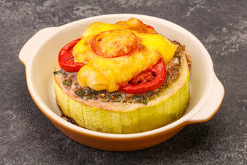 Baked stuffed zucchini with meat