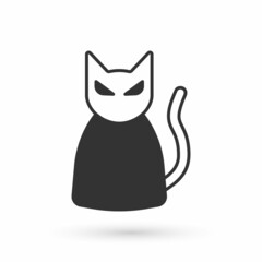 Grey Black cat icon isolated on white background. Happy Halloween party. Vector
