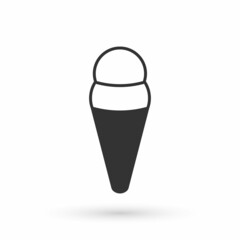 Grey Ice cream in waffle cone icon isolated on white background. Sweet symbol. Vector