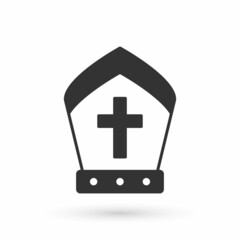 Obraz premium Grey Pope hat icon isolated on white background. Christian hat sign. Vector