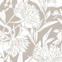 Peonies Seamless Pattern