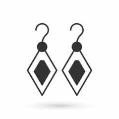 Grey Earrings icon isolated on white background. Jewelry accessories. Vector