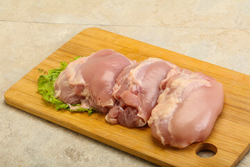 Raw chicken boneless and skinless leg