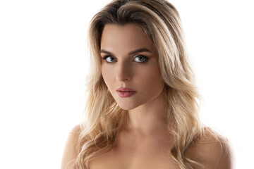 Fototapeta premium Beautiful woman with a blond hair and smooth skin