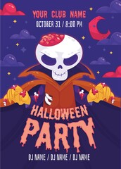 Fototapeta na wymiar halloween party poster flat design vector illustration
