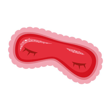 recommend clip art: Red sleep mask. Classic female sleeping mask. Cartoon flat design