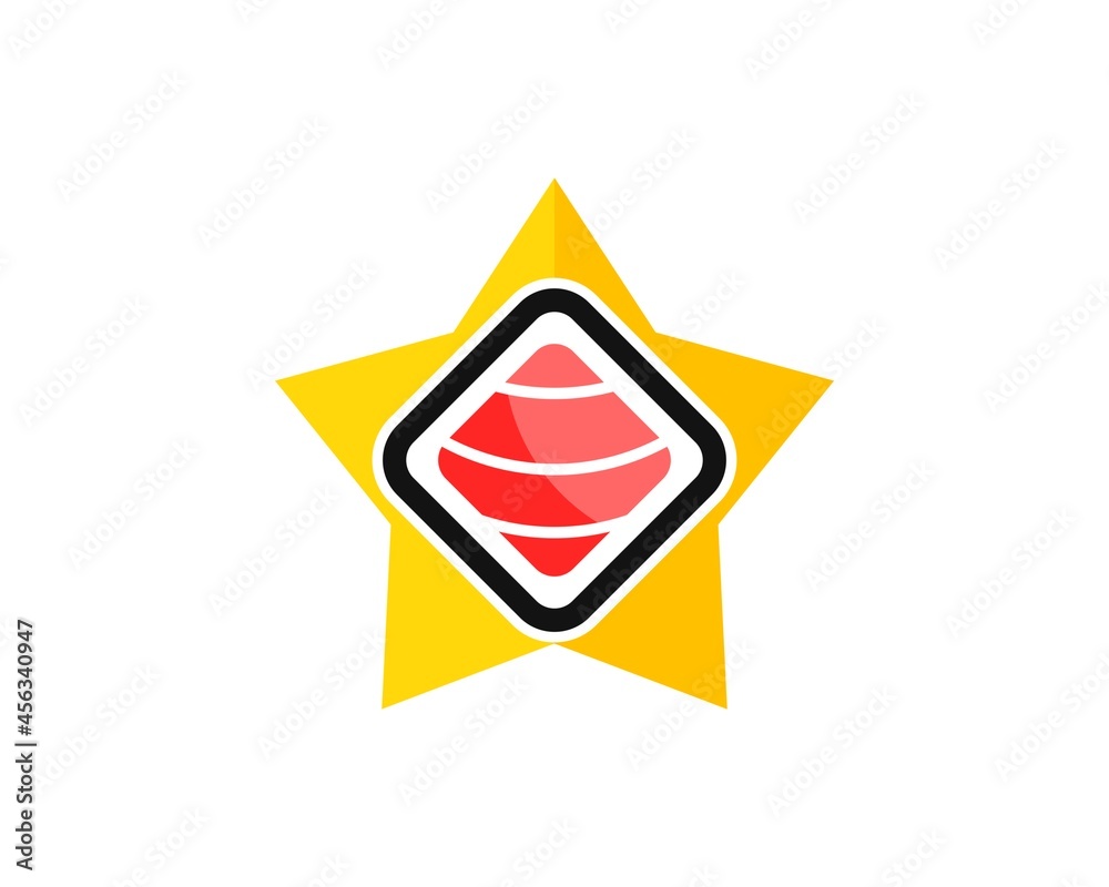 Sticker Simple star shape with japanese sushi inside