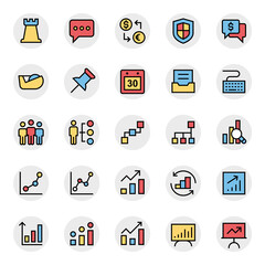 Filled outline icons for business, office & internet.