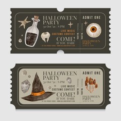 halloween ticket collection template design vector illustration
