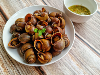 Local food of the Northeastern region in Thailand. A type of clam called 