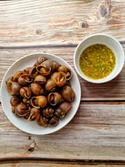 Local food of the Northeastern region in Thailand. A type of clam called 