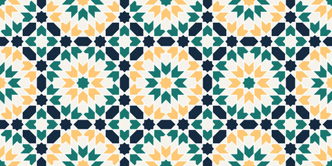 Fototapeta na wymiar Geometric Islamic Seamless Pattern for decoration greeting card or interior. Vector Illustration.