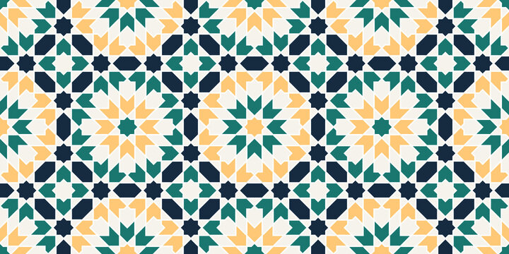 Geometric Islamic Seamless Pattern for decoration greeting card or interior. Vector Illustration.