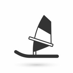 Grey Windsurfing icon isolated on white background. Vector
