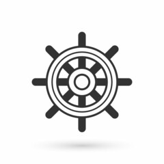 Obraz premium Grey Ship steering wheel icon isolated on white background. Vector