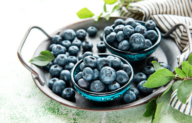 Blueberries on wooden background