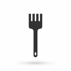 Grey Fork icon isolated on white background. Cutlery symbol. Vector