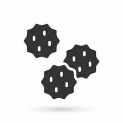 Grey Cookie or biscuit with chocolate icon isolated on white background. Vector