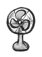 Obraz premium 昭和レトロな扇風機の手描きイラスト