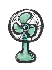 Obraz premium 昭和レトロな扇風機の手描きイラスト