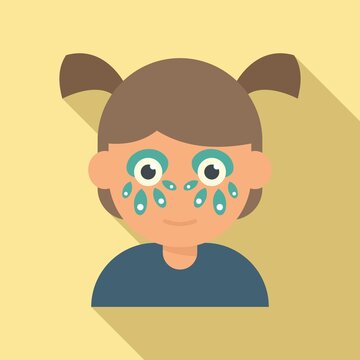 Girl face painting icon flat vector. Child paint