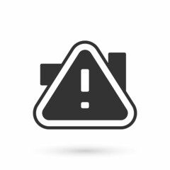 Grey Exclamation mark in triangle icon isolated on white background. Hazard warning sign, careful, attention, danger warning important. Vector