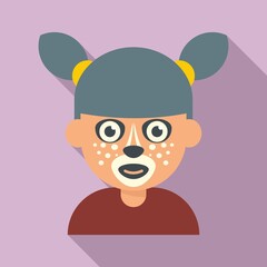 Happy facial painting icon flat vector. Face child