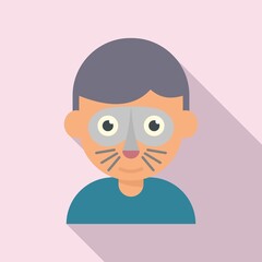 Rabbit face painting icon flat vector. Kid mask