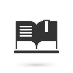 Grey Open book icon isolated on white background. Vector