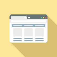 Desktop browser icon flat vector. Internet computer