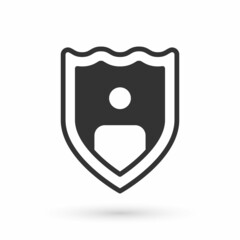 Grey Life insurance with shield icon isolated on white background. Security, safety, protection, protect concept. Vector