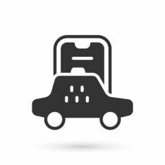 Grey Taxi mobile app icon isolated on white background. Mobile application taxi. Vector