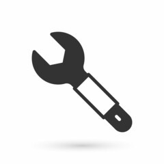 Grey Wrench spanner icon isolated on white background. Spanner repair tool. Service tool symbol. Vector