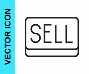 Black line Sell button icon isolated on white background. Financial and stock investment market concept. Vector