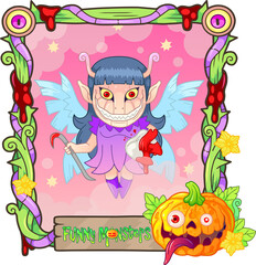 cartoon little monster tooth fairy funny illustration