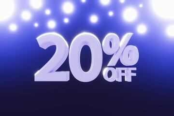 20% Off Sales Discount - Bright Text Sign for Shops on Christmas Holidays