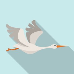 Fototapeta premium Japanese stork icon flat vector. Fly bird
