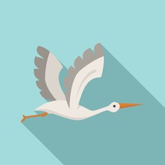 Ciconiidae stork icon flat vector. Baby bird
