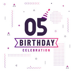 Fototapeta premium 5 years birthday greetings card, 5 birthday celebration background free vector.
