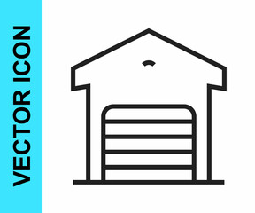 Black line Warehouse icon isolated on white background. Vector